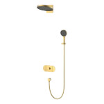 Round Shape designed 2 function solid brass thermostatic wall mounted concelad shower set with large size control board and angle adjustable over head shower