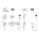 Round Shape designed 4 function solid brass thermostatic wall mounted concelad shower set with large size control board and angle adjustable top shower