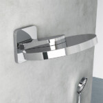 Round Shape designed 3 function solid brass thermostatic wall mounted concelad shower set with large size control board and angle adjustable top shower