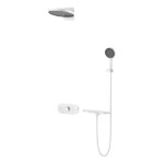 Round Shape designed 3 function solid brass thermostatic wall mounted concelad shower set with large size control board and angle adjustable top shower